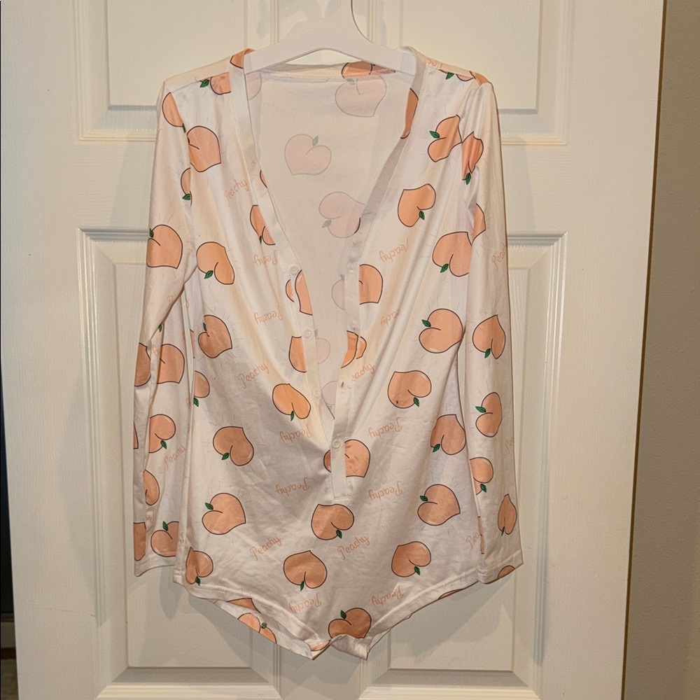 Peach Print Long Sleeve one piece